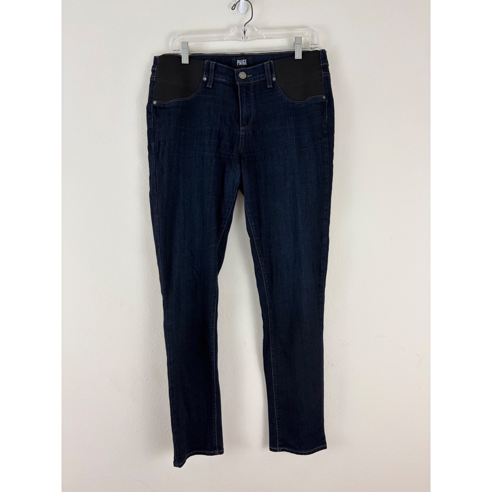Paige Maternity Skinny Jeans Dark Indigo Side Elastic Panel Made in USA Size 31